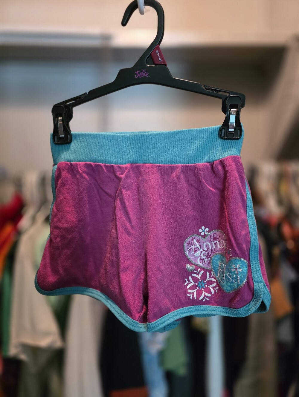 Disney Frozen Anna and Else Pink and Teal Shorts